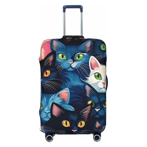 Colorful Cat Print Travel Luggage Cover for Suitcase Anti-Scratch Fashion Suitcase Protector Washable Elastic Baggage Covers Fits 18-21 Inch Luggage for Travel Beach Holiday