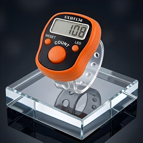 Image of Digital Finger Ring Tally Counter with LCD Display, LED Light, Reset Button(Pack of 1) (Orange)