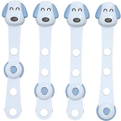 Hoement ベビーキャビネットロック 4個パック チャイルド 引き出しロック 大型粘着式 貼り付け簡単 ブルー