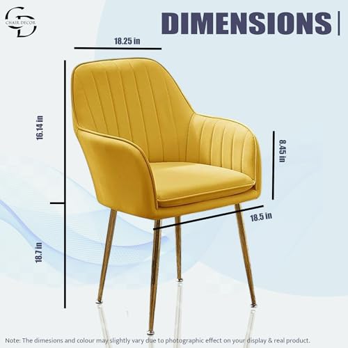Image of Velvet Accent Chair with Matching Pouffe & Floral Cushion | Modern Upholstered Armchair with Gold Metal Legs | Lounge Chair for Living Room, Bedroom, Office, Guest Room (Yellow)