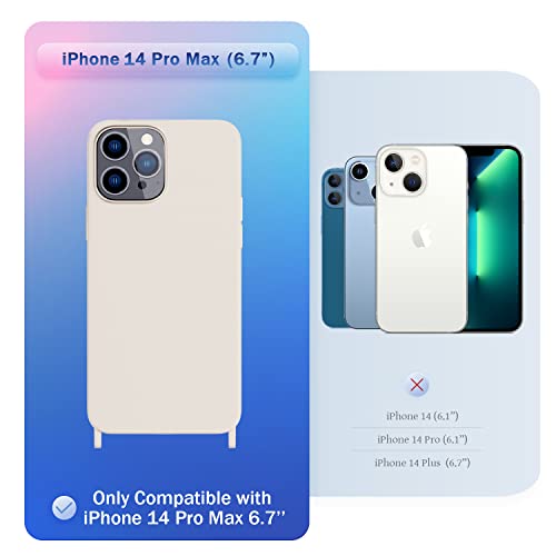 Image of Compatible with iPhone 14 Pro Max Case with Lanyard Crossbody iPhone Case with Strap Adjustable Shockproof Drop Protection Silicone Phone Cover for iPhone 14 Pro Max 6.7'' Stone