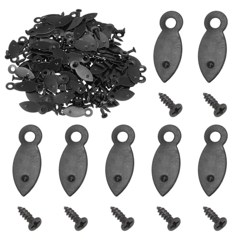 Image of uxcell 120pcs Picture Frame Backing Clips, 0.83 inch Photo Frame Turn Buttons Fasteners Hardware Corner Clip with 120pcs Screw for Hanging Pictures Craft Drawings, Melon-Seed Shaped Black