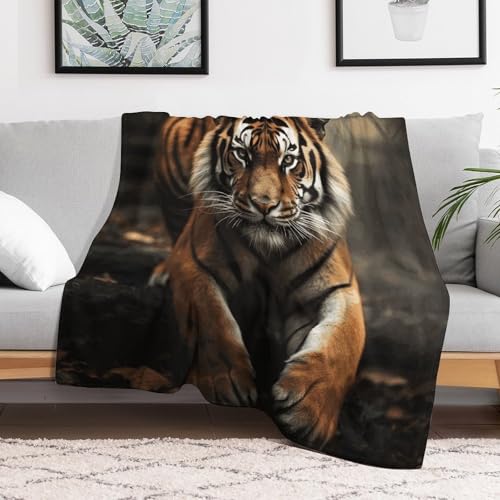 Couverture de luxe tigre pour lit et canapé en microfibre