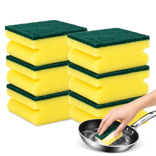 Estropajo para fregar, Esponja para Lavar Platos, Esponja para Fregar, Esponja limpieza de cocina, Estropajo Cocina, Esponja Cocina Dos Lados, Estropajo Salvauñas, No Raya, 6 Unidades