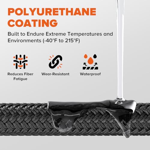 Kinetic Recovery Rope,1.26" x30ft Heavy Duty Offroad Tow Rope/60600 lbs Snatch Strap with Soft Shackles, 100% Nylon Offroad Towing Straps Kit for Truck ATV UTV SUV Jeep Car Tractor - Black by Zhevebaga - Image 6