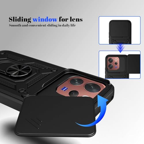 Image of Luxe Back Cover Compatible for Vivo V70 5G / Vivo V70 Elite 5G | D10 Tough Armor Case | Sliding Camera Shield | 360 Protection | Kickstand Ring Holder | Military-Grade Bumper Case - Black