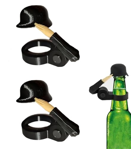 Soldier Salute Silicone Beer Bottle Caps Reusable Decorative Bottle Lid Novelty Drinking Topper Portable Bar Accessory for Home Gathering Outdoor Picnic BBQ Party Decoration Holiday Gift Black 2PCS