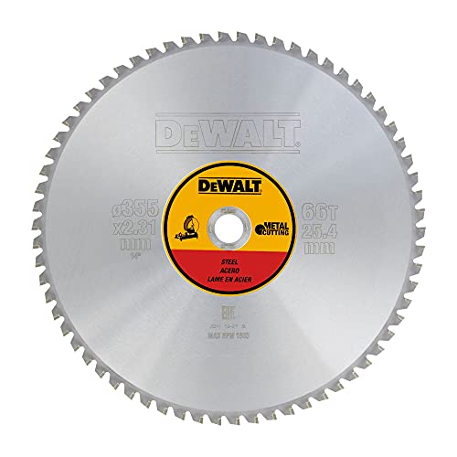 DeWalt DT1926-QZ - Hoja para sierra circular estacionaria, 355 x 25,4 mm, 66D para acero TCG +1, 5º