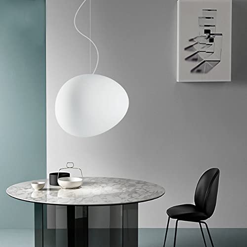 TWXG Glänzende Pebble Pendelleuchten Nordisches Design Wohnzimmer Esszimmer Persönlichkeit Milchweiß Glas Pendelleuchte Einkaufszentrum Schlafzimmer Café Deckenhängelampe Cover