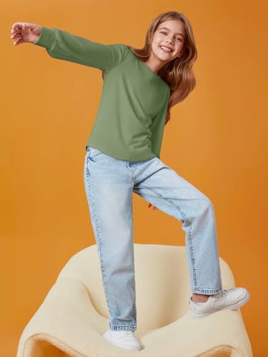 Image of Haloumoning Girls Puff Long Sleeve Shirts Fall Tops 5-14Y