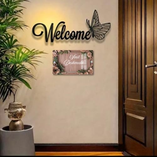 Image of Royal Personalized 12x8 Inch Golden Acrylic Door Name Plate - Elegant Design for Home, Office & Outdoor Entrances | Customizable Gift for Housewarming & Special Occasions