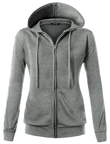 Image of GIVON Womens Casual Zip Up Hoodie Cotton Blend Soft Fabric Basic Layering Hooded Jacket with Kangaroo Pocket