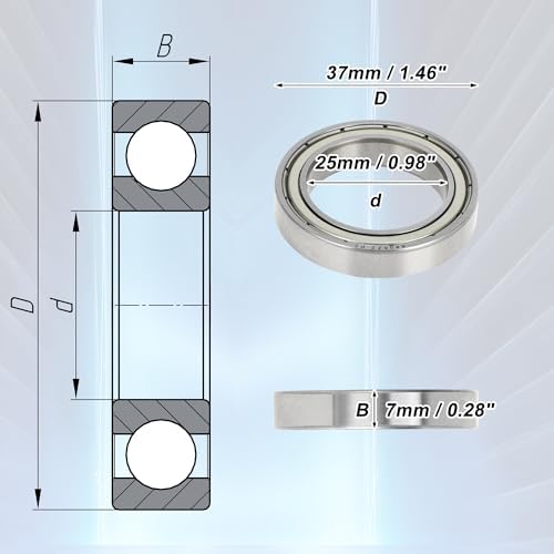 ACROPIX 6805ZZ 깊은 그루브 볼 베어링 P0 25x37x7mm 윤활 베어링 더블 메탈 씰 실버 톤 스쿠터 스케이트보드 휠 — 사진 7