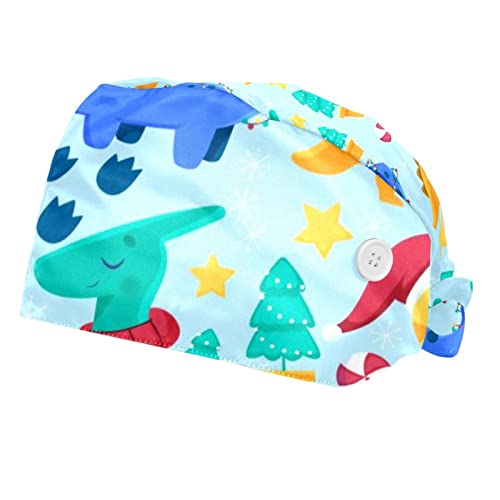 Chapeaux de travail dinosaures de Noël unisexe | Lot de 2 casquettes réglables