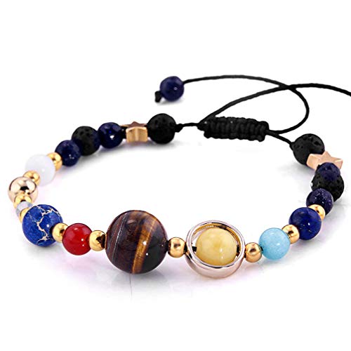 Pulseira feminina TOYANDONA com sistema solar ajustável, universo, oito planetas, estrelas, presente