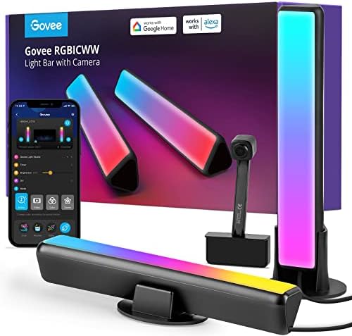 Govee LED Smart Light Bars with Camera, RGBIC Smart Backlights, Music Sync Kit Works with Alexa & Google Assistant, 23 Preset Modes DreamView LED Play Light Bar for 27-45 inch Gaming, PC, TV, Room