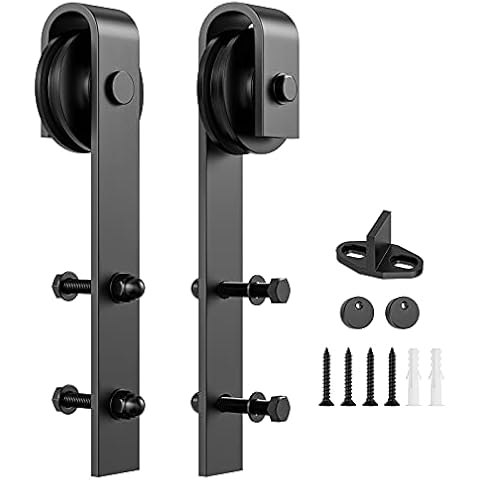 Homlux Sliding Barn Door Hardware Hangers Rollers 2pcs Compatible with All Barn Door - Fit 1 3/8-1 3/4" Thickness Door Panel(Black) Cover