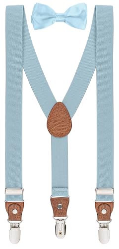 BomGuard Kinder Hosenträger & Fliege Set 2–7 Jahre – Hellblau