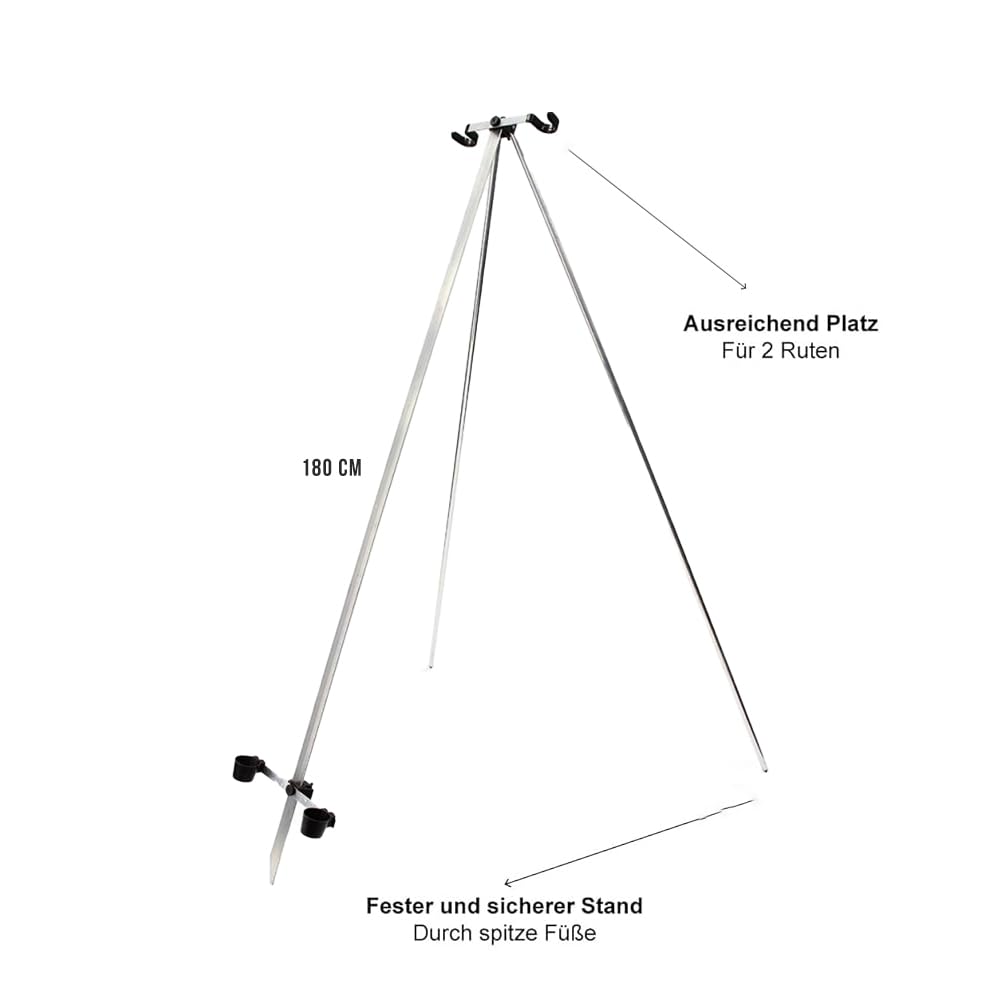 Tripod Rutenständer – Rutenhalter 180cm – Rod Pod Alternative für 2 Angelruten, Angelrutenständer, Angelständer, RodPod, Angel Ständer, Angelrutenhalter Boden
