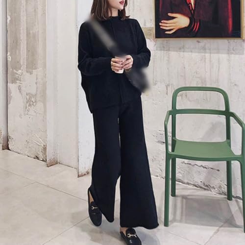Suéter suelto y pantalones de pierna ancha en un conjunto de punto ideal para el entretiempo 4