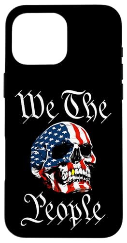 We The People Drapeau américain rouge, blanc et bleu crâne du 4 juillet Coque pour iPhone 16 Pro Max