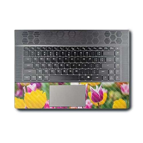 Image of MightySkins Carbon Fiber Skin Compatible with Alienware X16 R1 (2023) Full Wrap Kit - Field of Tulips | Protective, Durable Textured Carbon Fiber Finish | Easy to Apply | Made in The USA