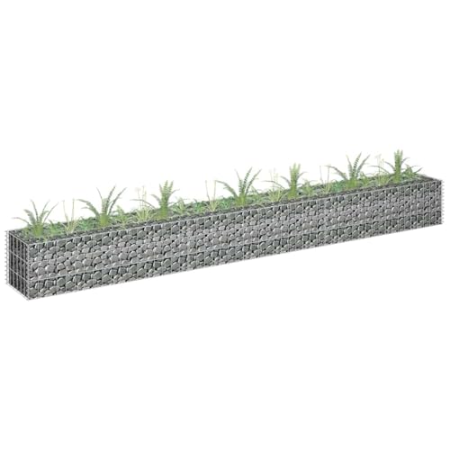 QZZCED Arriate de Gaviones de Acero Galvanizado, Jardinera para Exterior con Rejilla de Malla, Estructura Estable para Rellenar con Piedras o Grava, Ideal para Bordes de Jardín