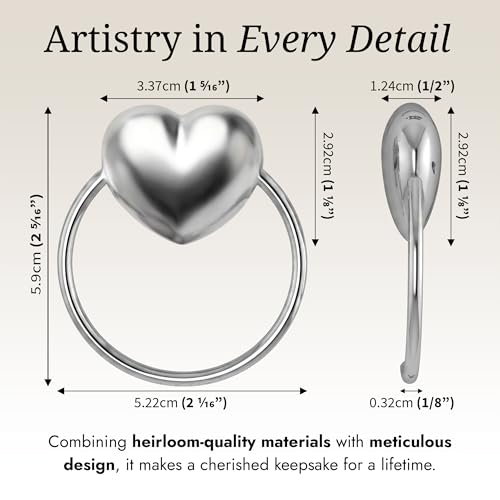 Image of Heart Teether Rattle Ring for Boy and Girl, .925 Sterling Silver, Newborn Gifts, Non-Tarnishing, Beautiful Box Packaging, Custom Engraving Available