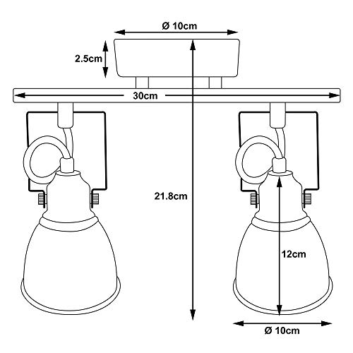 Lampe murale et plafond avec spot douille directionnable E14 argent BAKAJI - 6