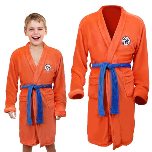 Huraogcos Son Goku Bademantel Kostüm für Kinder Weicher Plüsch Kinderbademantel für Jungen Dragonball Kostüm Halloween Cosplay (Small)