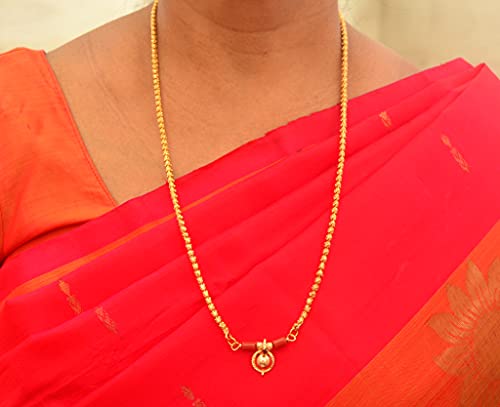 Image of Radha's Creations Women's 1 Gram Gold Plated Copper Mangalsutra with Chain 24 inch and Vati Tanmaniya