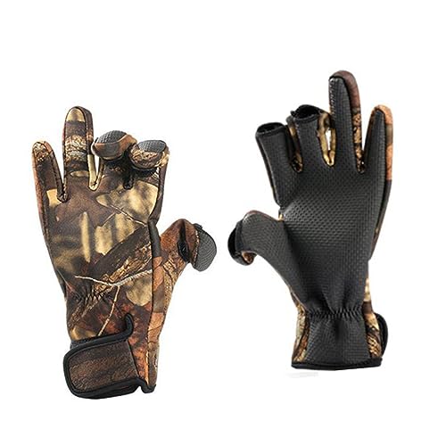 SUPVOX 1Pair Fashion Neoprene Thermal Gloves for Winter Slip Finger Exposure Design Windproof Outdoor Gloves for Driving Cycling Fishing Camping XL Camouflage