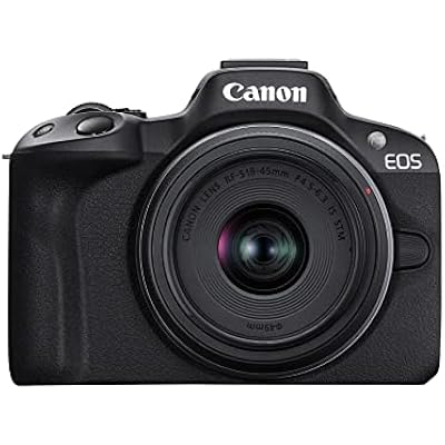 Canon EOS R50 Mirrorless Camera RF-S18-45mm F4.5-6.3 is STM Lens Kit, 24.2 Megapixel CMOS (APS-C) Sensor, 4K Video, Vlogging, Content Creation, Photography, Digital Camera, Black