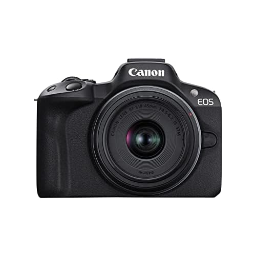 Canon EOS R50 Mirrorless Camera RF-S18-45mm F4.5-6.3 is STM Lens Kit, 24.2 Megapixel CMOS (APS-C) Sensor, 4K Video, Hybrid Camera, Photo and Video, Vlogging, Content Creator, RF Mount, Black