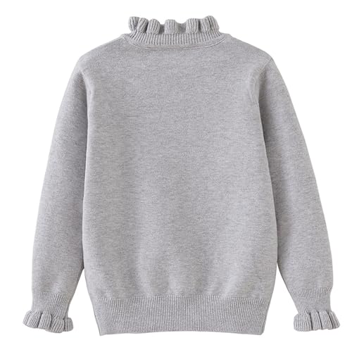 Girls Long Sleeve Crew Neck Pullover Cute Ruffle Knit Sweaters Kids Loose Fit Drop Shoulder Top Fall Winter Clothes3