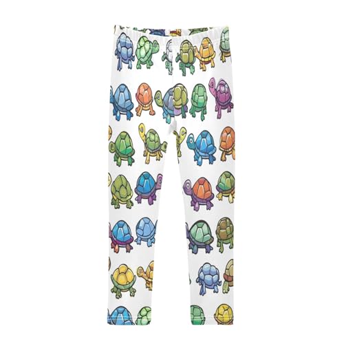 Toddler Girls Leggings Printed Yoga Pants Leggings Purple Blue Turtle for Kids