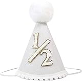 QENWWENG White Half Birthday Hat -Baby 1/2 Birthday Cone Hat,Six Months Party Decorations,Baby Party Supplies