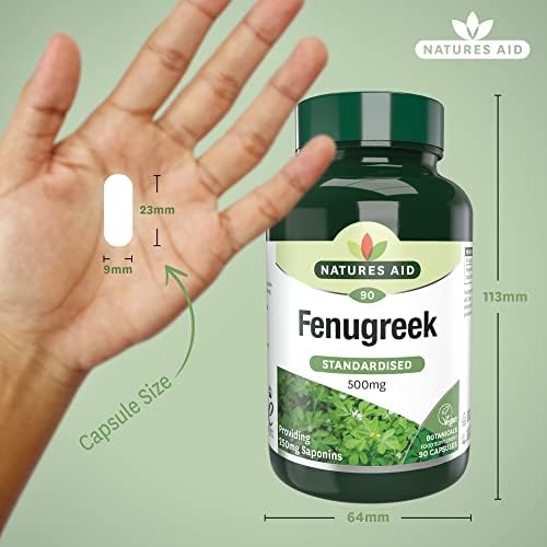 Natures Aid Fenugreek 500 mg, Vegan, 90 Capsules