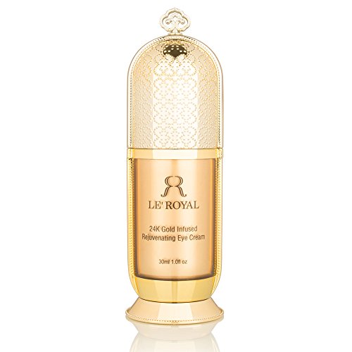 24K Eye Cream for Dark Circles & Wrinkles - Premium Anti Aging Formula with Hyaluronic Acid to Treat Fine Lines, Puffines & Bags, Infused with 24K Gold, Vitamin A, C, E, Green Tea, Aloe Vera & Jojoba