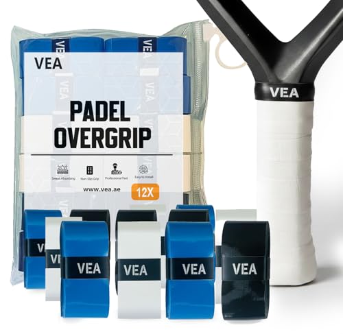 VEA Racket Overgrip Tape Pack of 12 | PU Material | Anti-Slip & Sweat Absorbent | For Padel Tennis Badminton Squash | Comfortable Replacement Grip