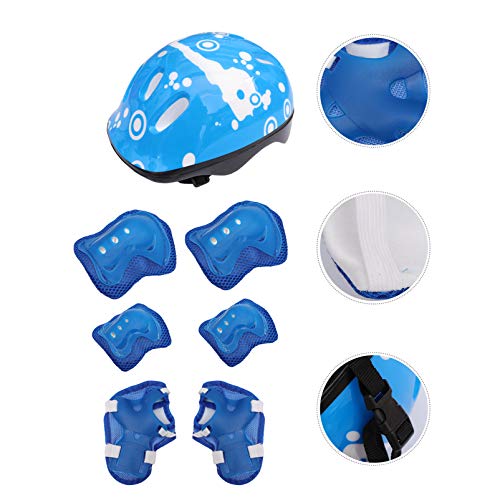 NUOBESTY Conjunto de 7 peças de capacetes de bicicleta para crianças, equipamentos esportivos, joelh