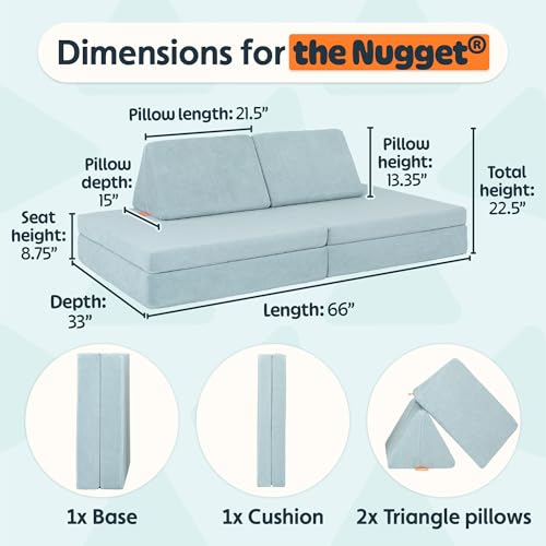 Image of Nugget - The Original Play Couch for Kids - Modular Foam Children's Sofa for Playroom, Imagination, & Creative Open Ended Play - Washable & Convertible Playroom Furniture, Surfside