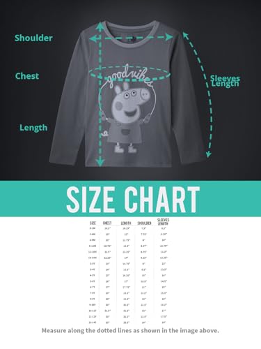 Image of The Souled Store Official Peppa: Never Bored Baby Girls and Girls White Graphic Printed Round Neck Regular Fit Cotton Full Sleeve T-Shirts Girl's Full Sleeve T-Shirts Graphic Tees Cotton Casual