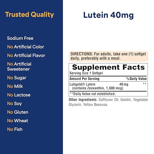 Image of Puritan's Pride Lutein Softgel with Zeaxanthin (40 mg) -120 Softgels