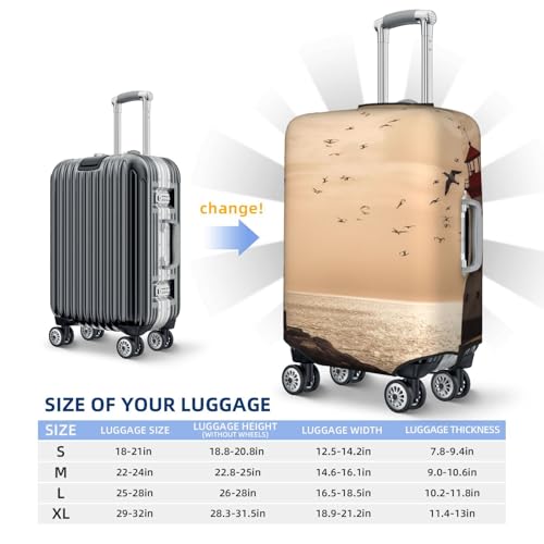 Travel Luggage Cover Suitcase Protector Elastic Washable Lighthouse and gull Suitcase Cover Anti-scratch Spandex Baggage Covers Fits 18-32 Inch Luggage2