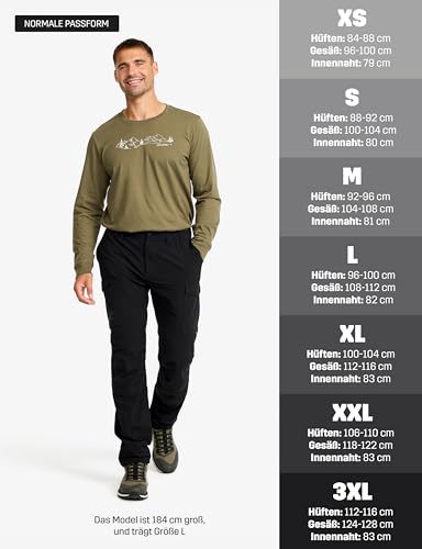 RevolutionRace Adventure Cargo Stretch Pants für Herren, Wanderhose für viele Outdoor-Aktivitäten, Black, XL