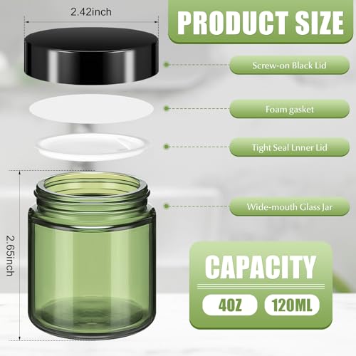 Image of Norme 24 Pcs 4 oz Glass Jars with Lids Cosmetic Jars, Olive Green