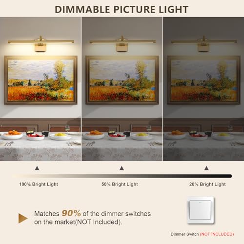 Image of DESOOP Brass Picture Lights for wall Hardwired LED Picture Frame Light Dimmable Painting Lights for Wall Portrait Artwork 23.62 inch 14W Warm White