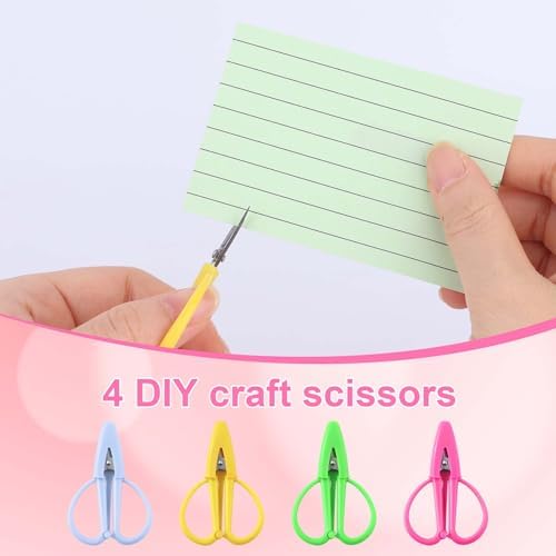 4pcs Mini Scissors, 6.5x4.2cm/2.56x1.65in Tiny Portable Small Travel Needlepoint Scissors with Cover for Sewing Embroidery DIY Crafts Yarn Paper Cutting Home Use (Green, Yellow, Pink, Light Blue) - 4
