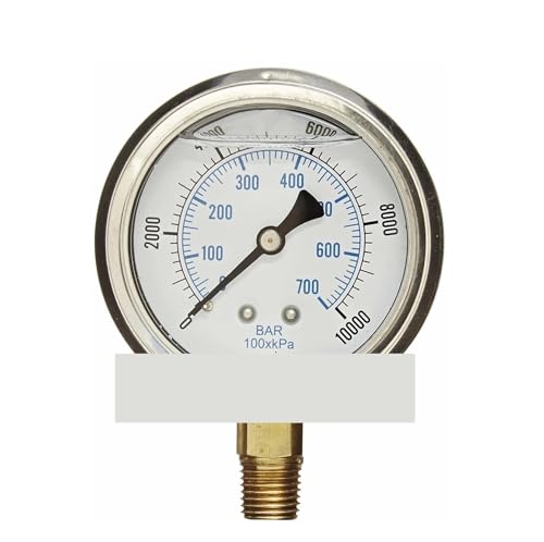 Manomètre à liquide avec décharge de pression NPT 1/4 po, cadran 2,5 pouces, capacité 10000 psi
